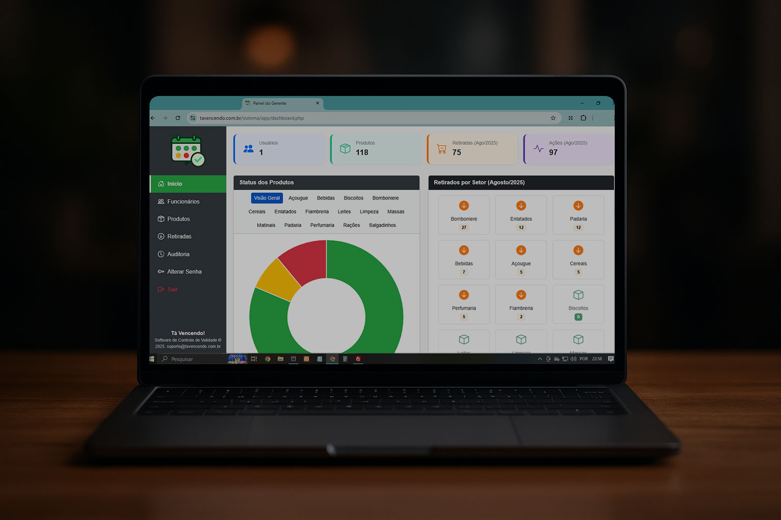 Imagem do sistema Tá Vencendo